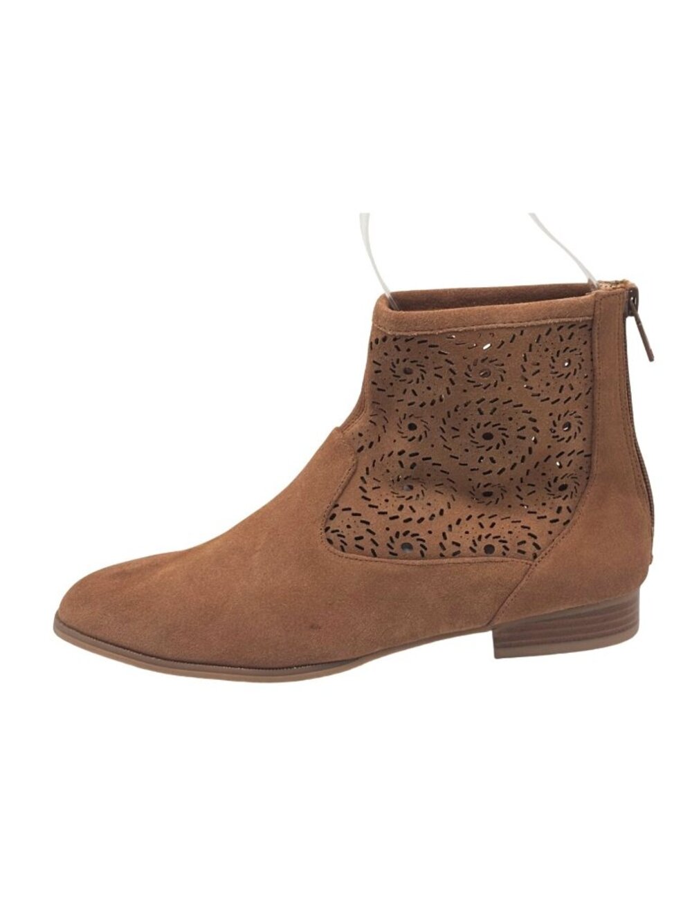 Jack Rogers Floral Cutout Ronnie Suede Booties, Tan, Size 7.5, M
